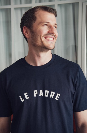 tshirt le padre bleu marine coton bio coupe arrondie