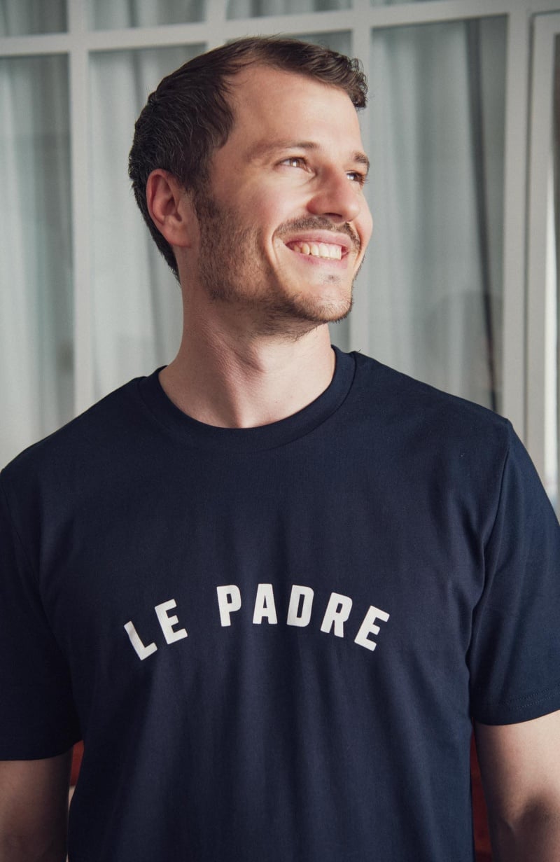 tshirt le padre bleu marine coton bio coupe arrondie