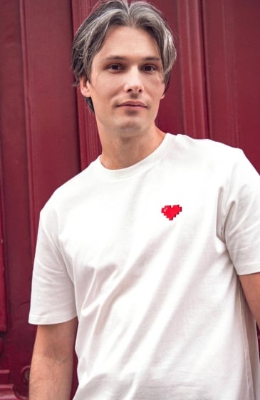 T-shirt cœur mosaïque brodé homme - Sélection Les Raffineurs