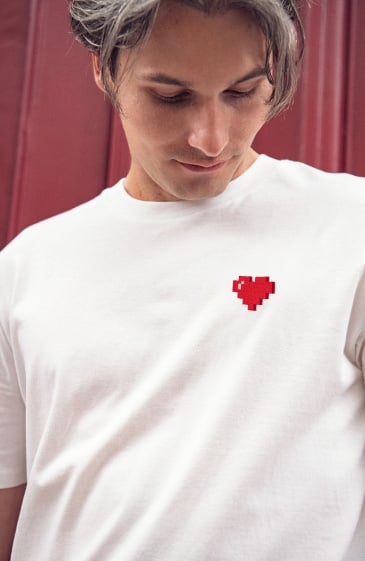T-shirt broderie cœur mosaïque en coton
