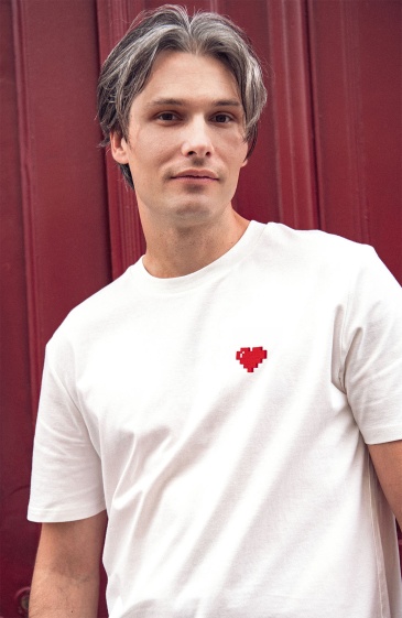 T-shirt cœur mosaïque brodé homme - Sélection Les Raffineurs