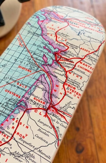 planche skate deco Atlantique bois illustration carte ocean