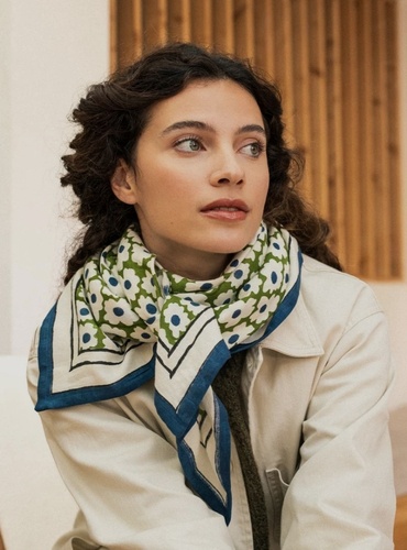 Foulard duo marguerite vert