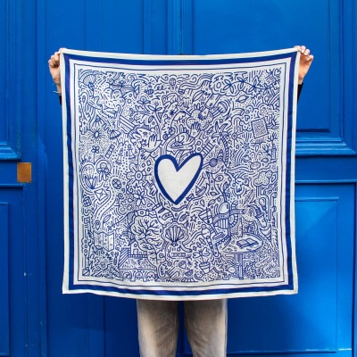 Foulard illustré en coton