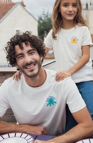 t-shirt enfant brodé mini poulpe : cadeau personnalisé enfant