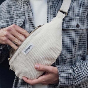 Sac banane velours - Ecru