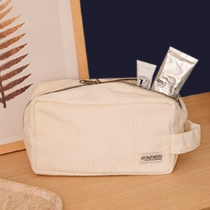 Trousse de toilette en velours - Ecru