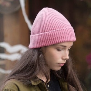 Bonnet laine et cachemire - Rose