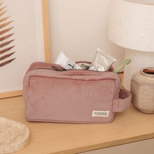 Trousse de toilette en velours côtelé - Rose