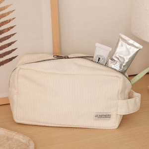 Trousse de toilette en velours côtelé - Ecru